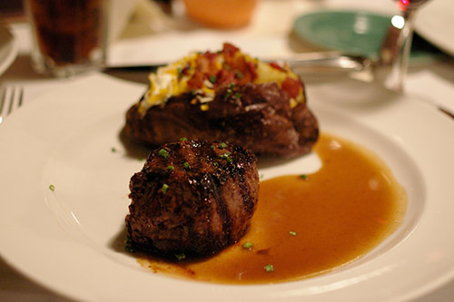 filet mignon and a baked potato main entree